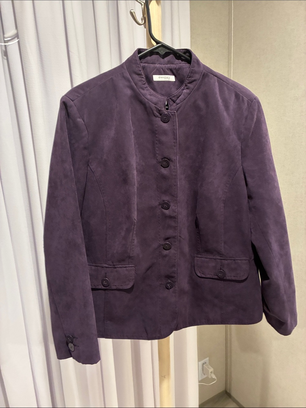Dress Barn Plum Suede Button-Up Blazer